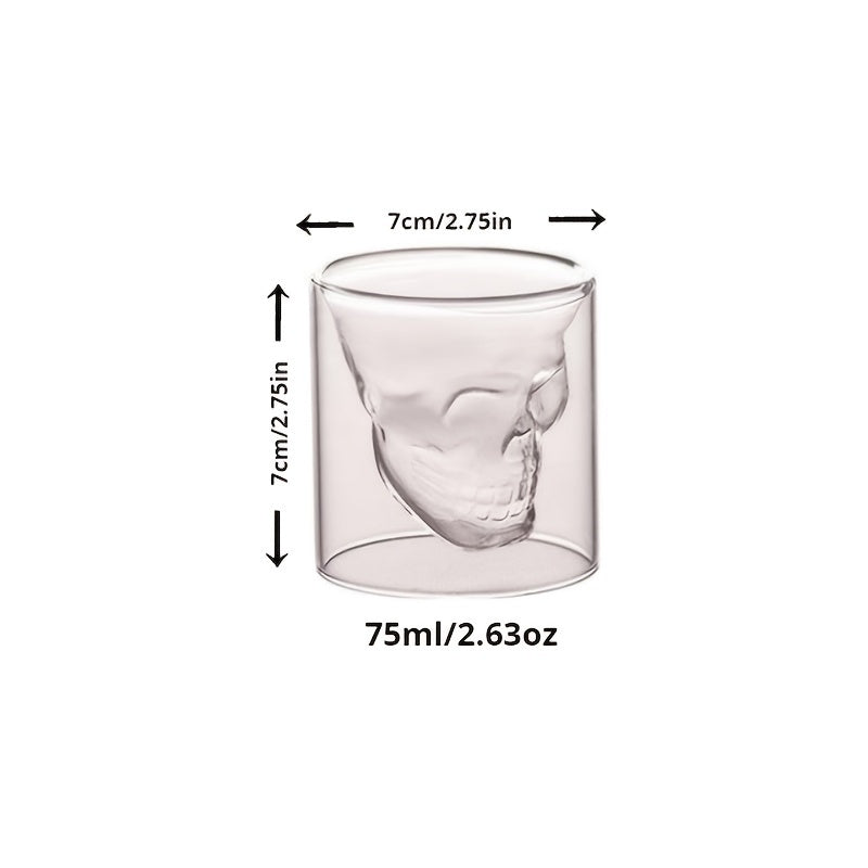 1pc Coffee Mug Double-Layered Transparent Crystal Skull Head Glass Cup For Household Whiskey Wine Vodka Bar Club Beer Wine Glass