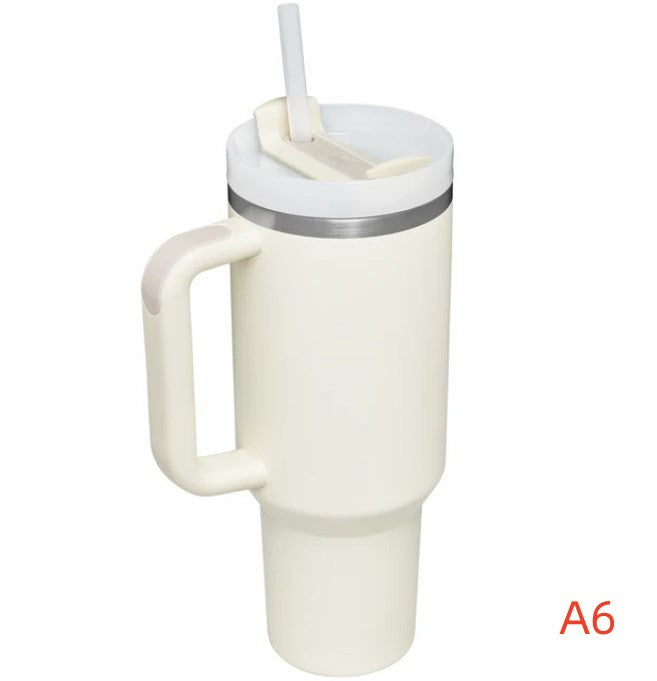 40 oz. With Logo Stainless Steel Thermos Handle Water Glass With Lid And Straw Beer Glass Car Travel Kettle Outdoor Water Bottle