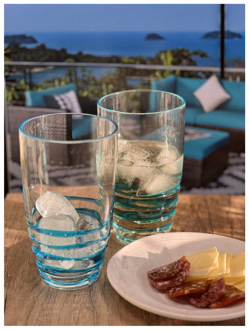 Swirl Acrylic Glasses Drinking Set of 4 (20oz), Plastic Drinking Glasses, BPA Free Cocktail Glasses, Drinkware Set, Hi Ball Plastic Water Tumblers