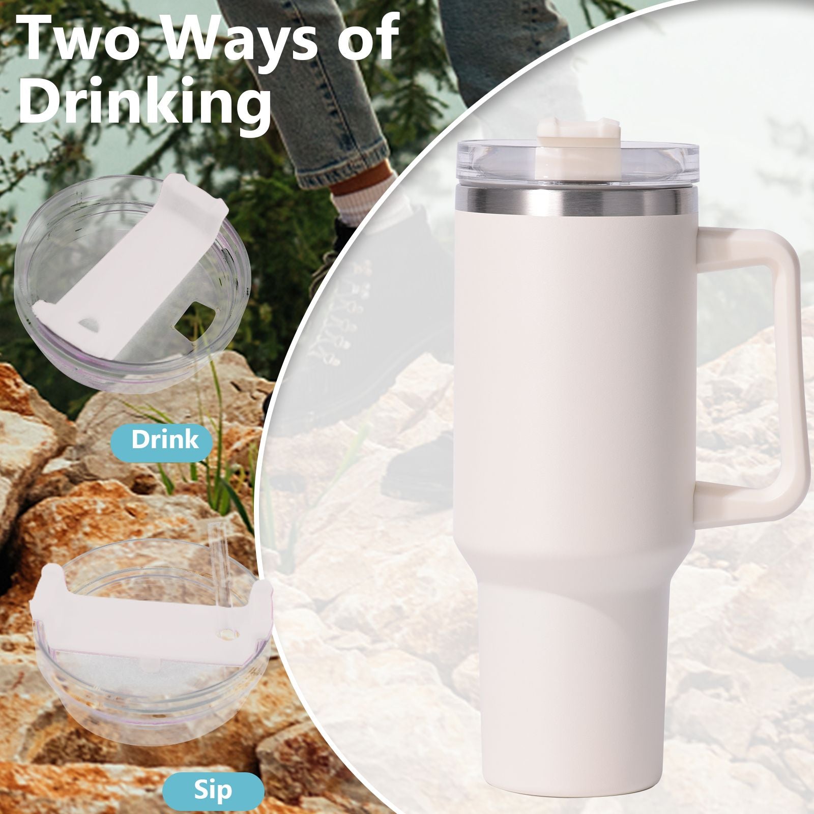 40oz large capacity tumbler, With Handle And Straw Lid, Insulated Reusable Stainless Steel Water Bottles Travel Mug Coffee Cup car cup water cup For Men Women Outdoor Camping Driving,  gift